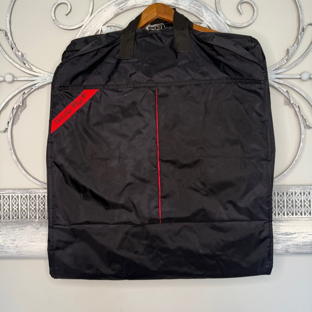 WallyBag Vintage 1990s Garment Bag Black Nylon Folding Suit Travel Carrier Bag